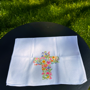Floral Cross Tea Towel