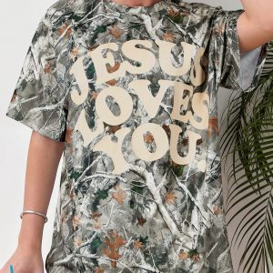 Beige Camo Woodland LOVE LIKE JESUS Casual Tee