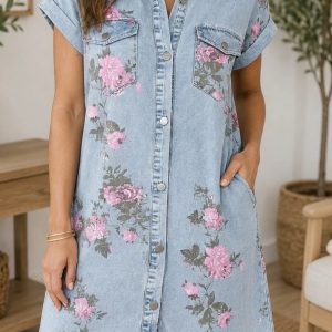 Denim Floral Dress
