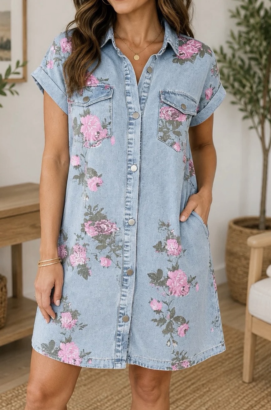 Denim Floral Dress