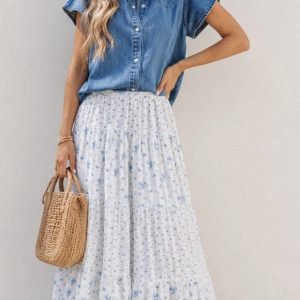 Blue Floral Skirt