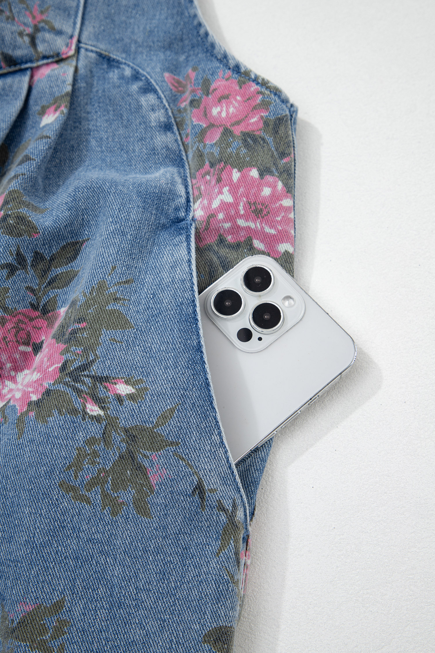 Myosotis Floral Print Denim Shortalls - Image 9