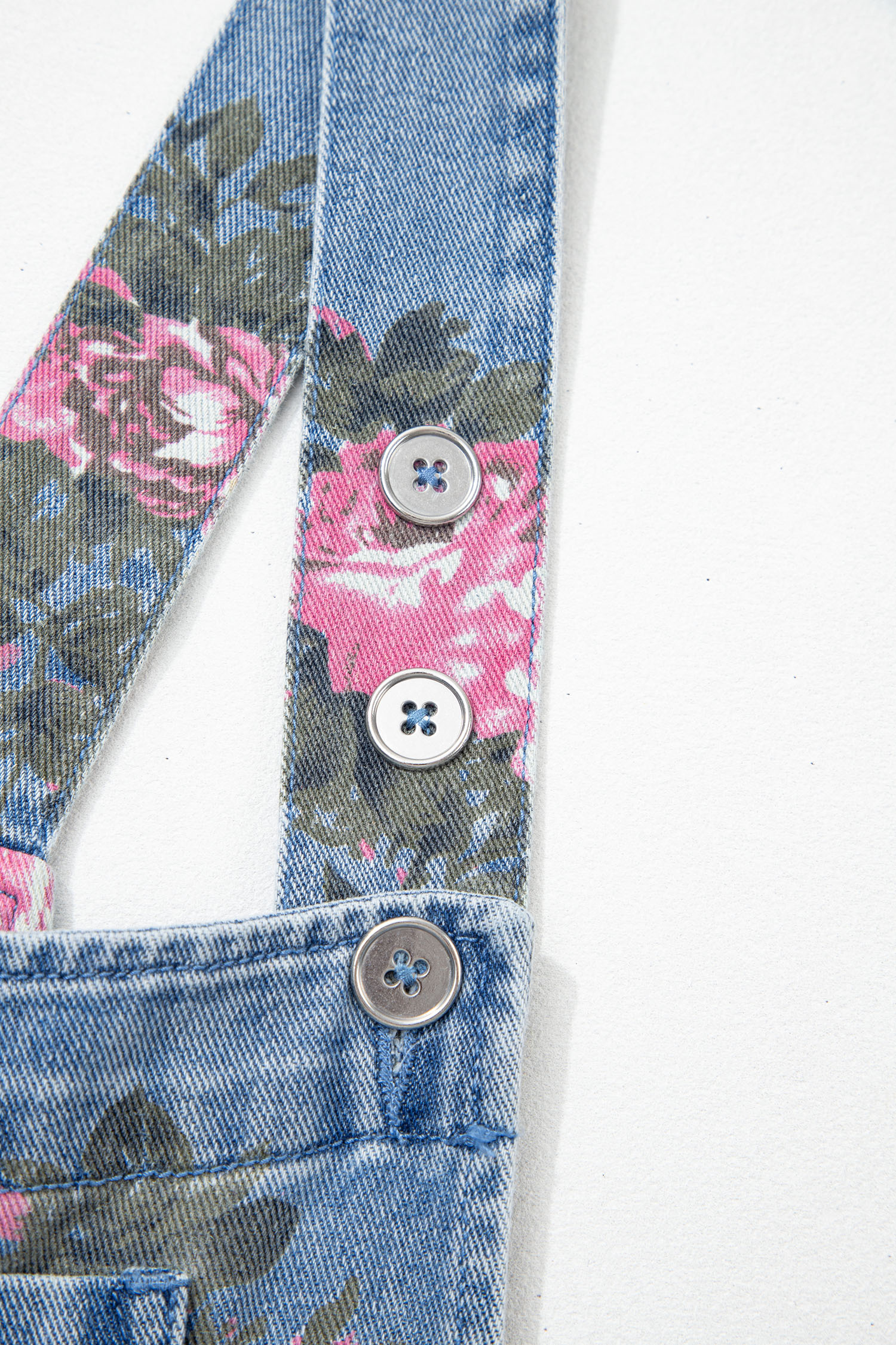 Myosotis Floral Print Denim Shortalls - Image 6