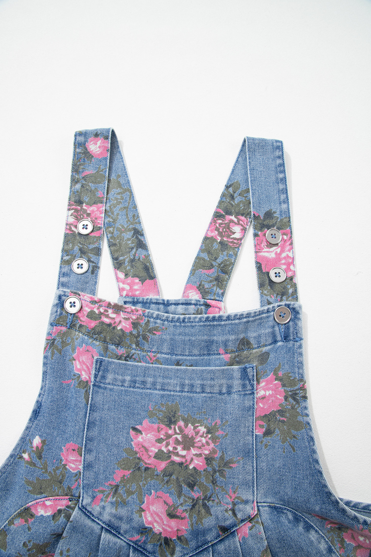 Myosotis Floral Print Denim Shortalls - Image 5