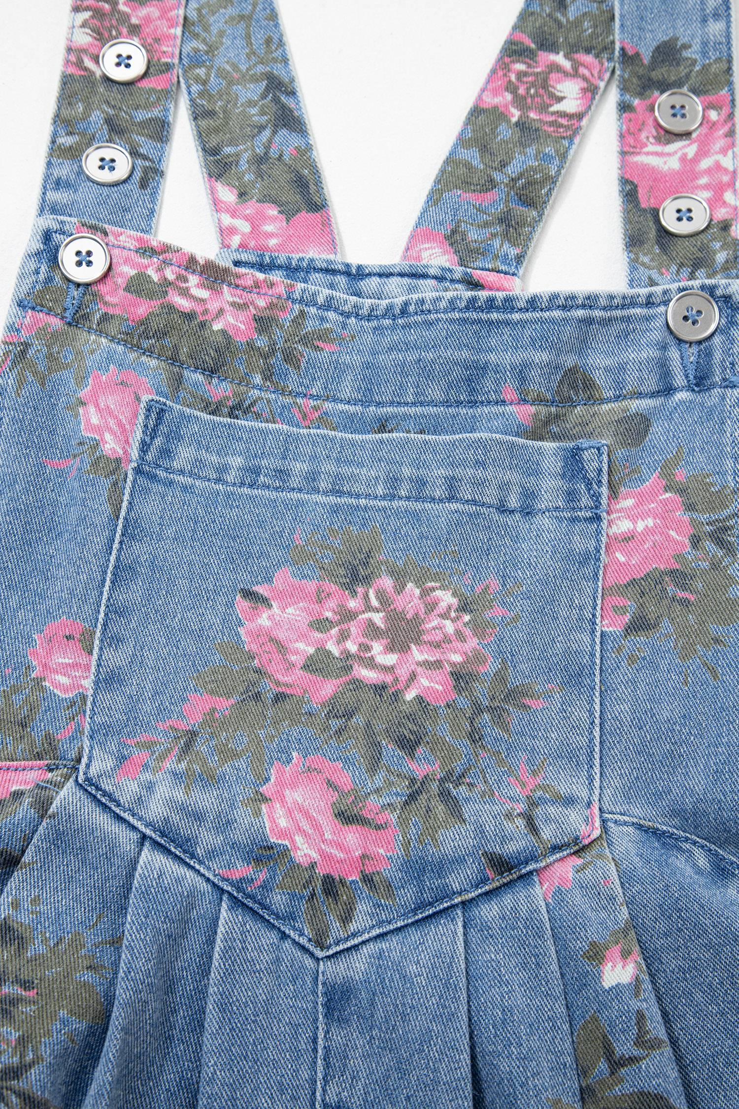 Myosotis Floral Print Denim Shortalls - Image 7