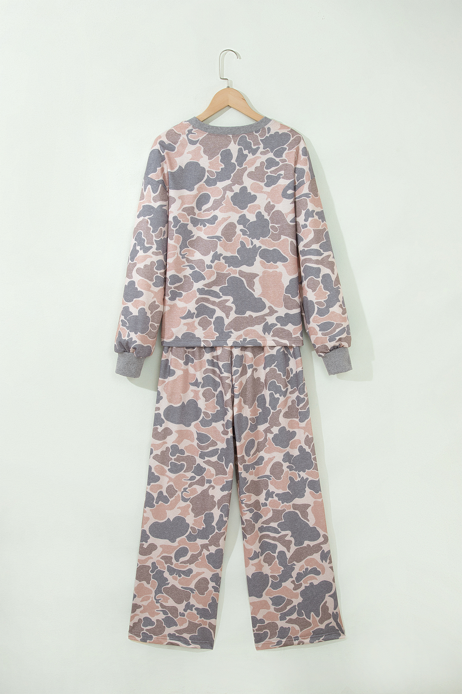 Multicolour Camouflage Print Long Sleeve Top Loose 2pcs Pants Set - Imagen 5