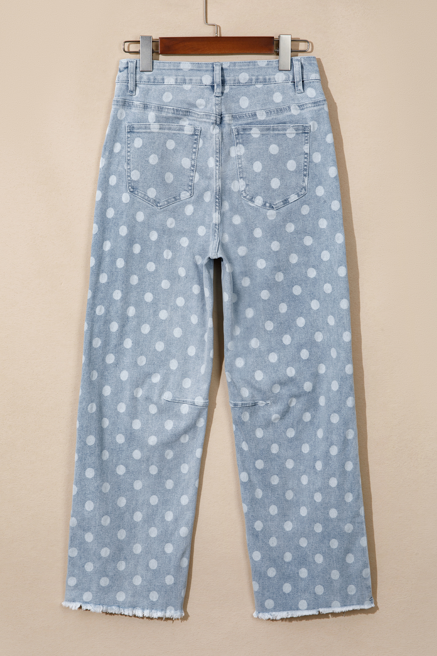Sky Blue Polka Dot Casual Slim Fit Jeans - Image 5