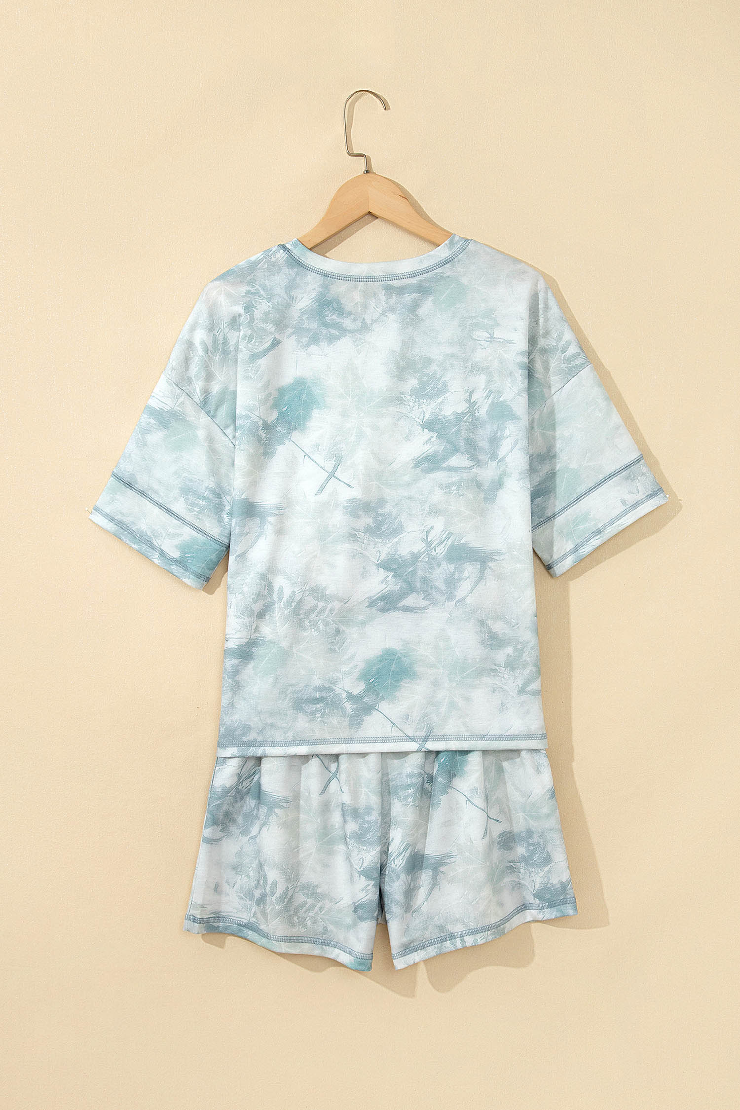 Green Casual Camouflage Short Sleeve Elastic Waist 2pcs Set - Image 4