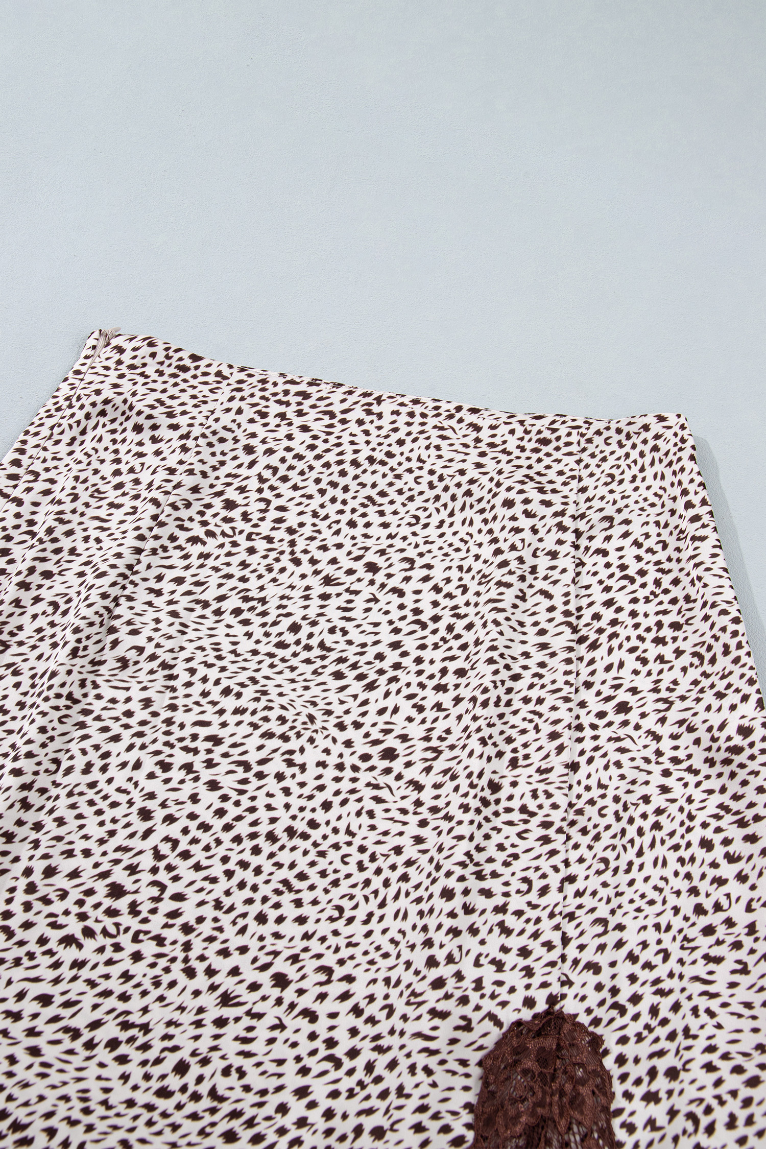 Brown Cheetah Print Trim Split Long Western Skirt - Image 6