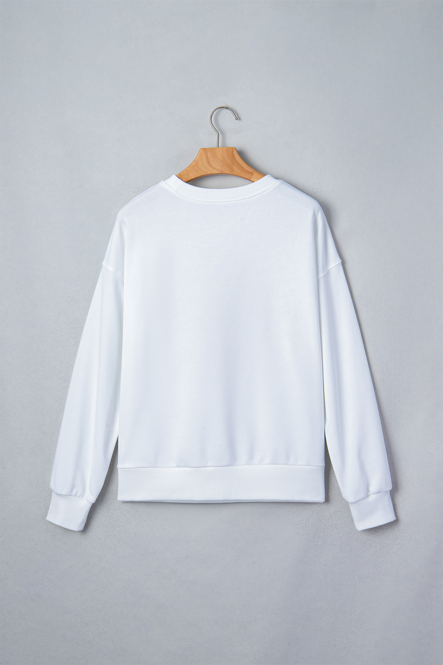 White Embroidered Slogan Game Day Rugby Pattern Crewneck Sweatshirt - Imagen 7