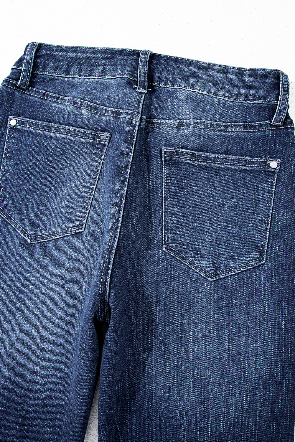 Sail Blue Mineral Wash Raw Hem High Waist Flared Jeans - Image 5
