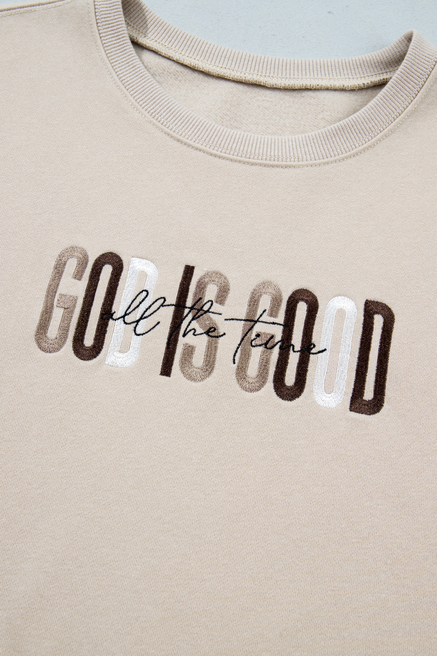 Jet Stream GOD IS GOOD Western Embroidered Letter Crewneck Pullover Sweatshirt - Image 12