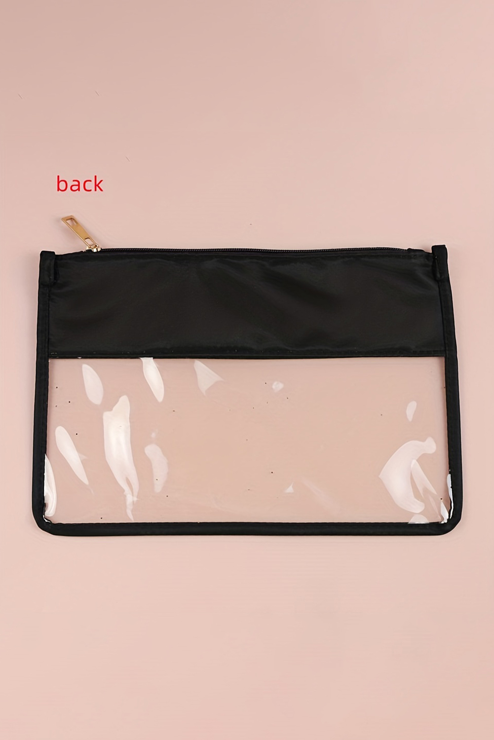 Black TEACH Glitter Chenille Clear PVC Makeup Bag - Image 3