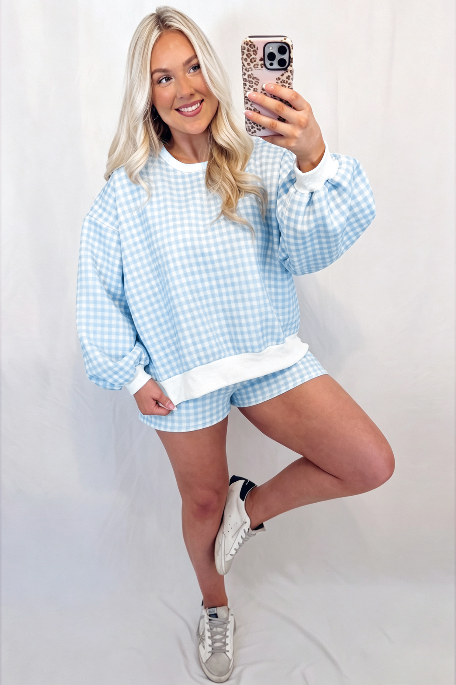 Yellow Plaid Baggy Pullover Drawstring Casual Shorts 2pcs Outfit - Imagen 18