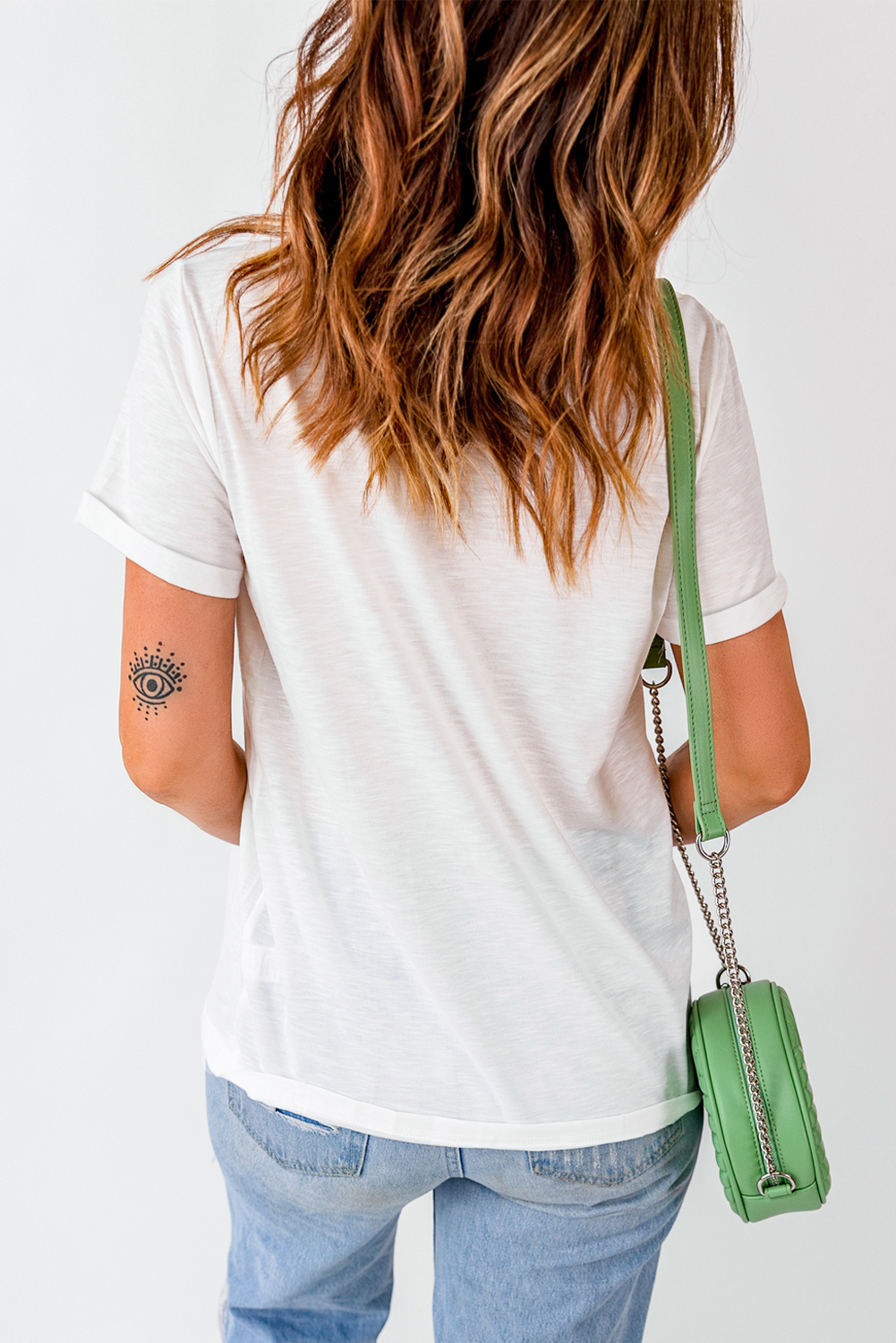 White Football Fashion Bow Print Cotton Blend T Shirt - Imagen 7