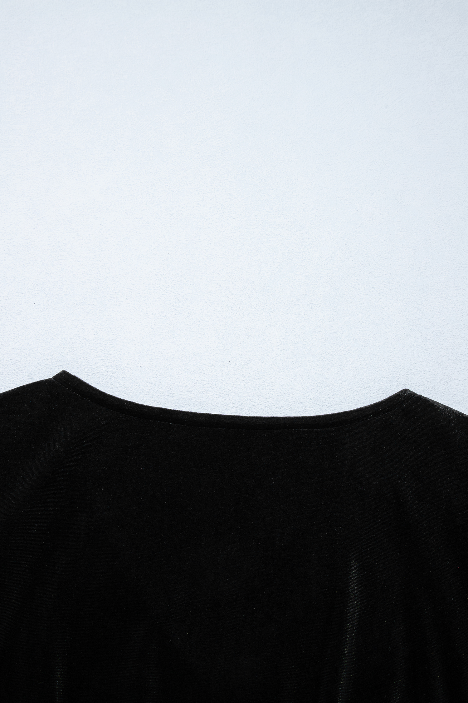 Black V Neck Bow Decoration Peplum Hem Shift Silhouette Short Sleeve Blouse - Image 8