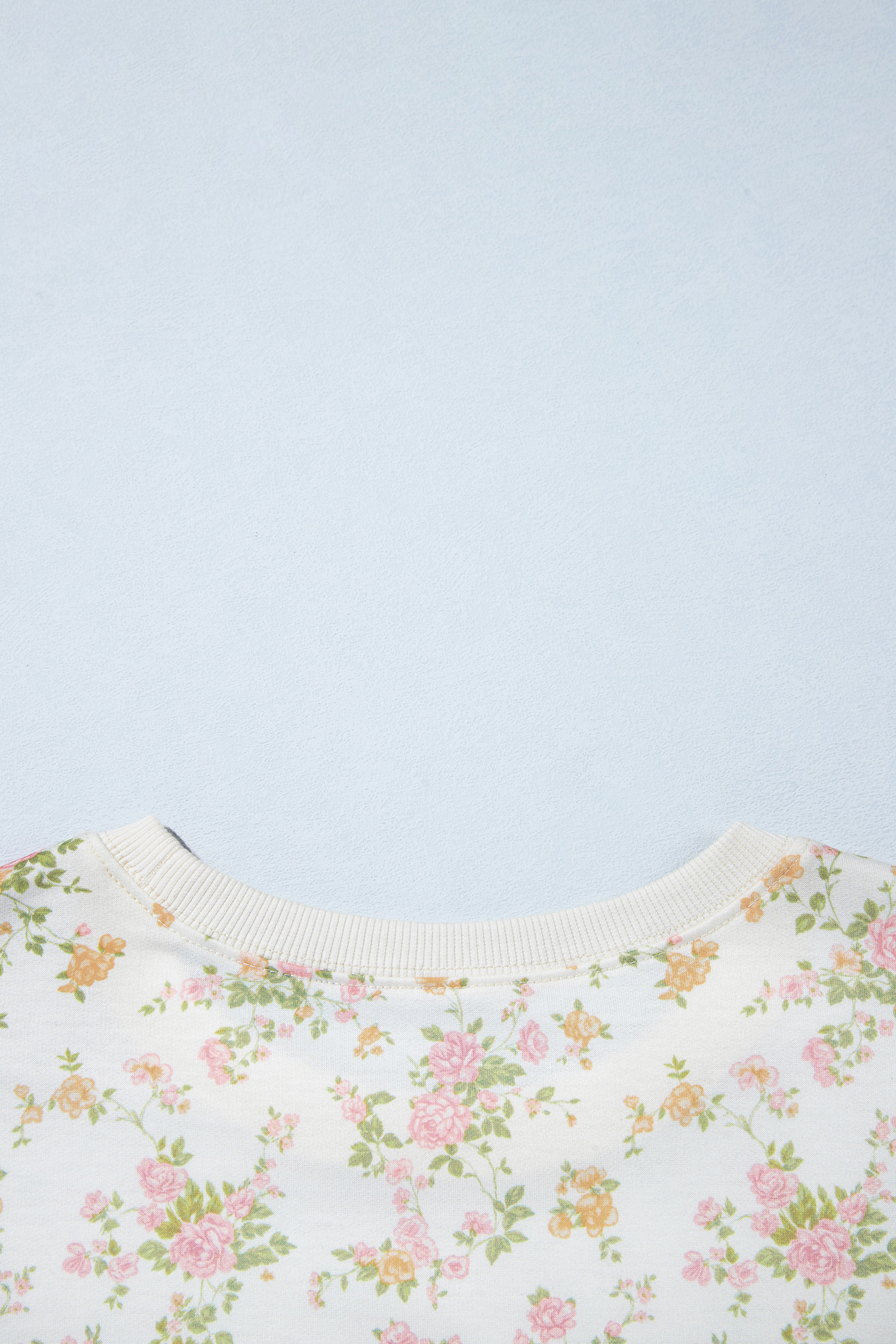 Beige Floral Print Long Sleeve Shift Top Pocketed Shorts 2pcs Set - Imagen 6