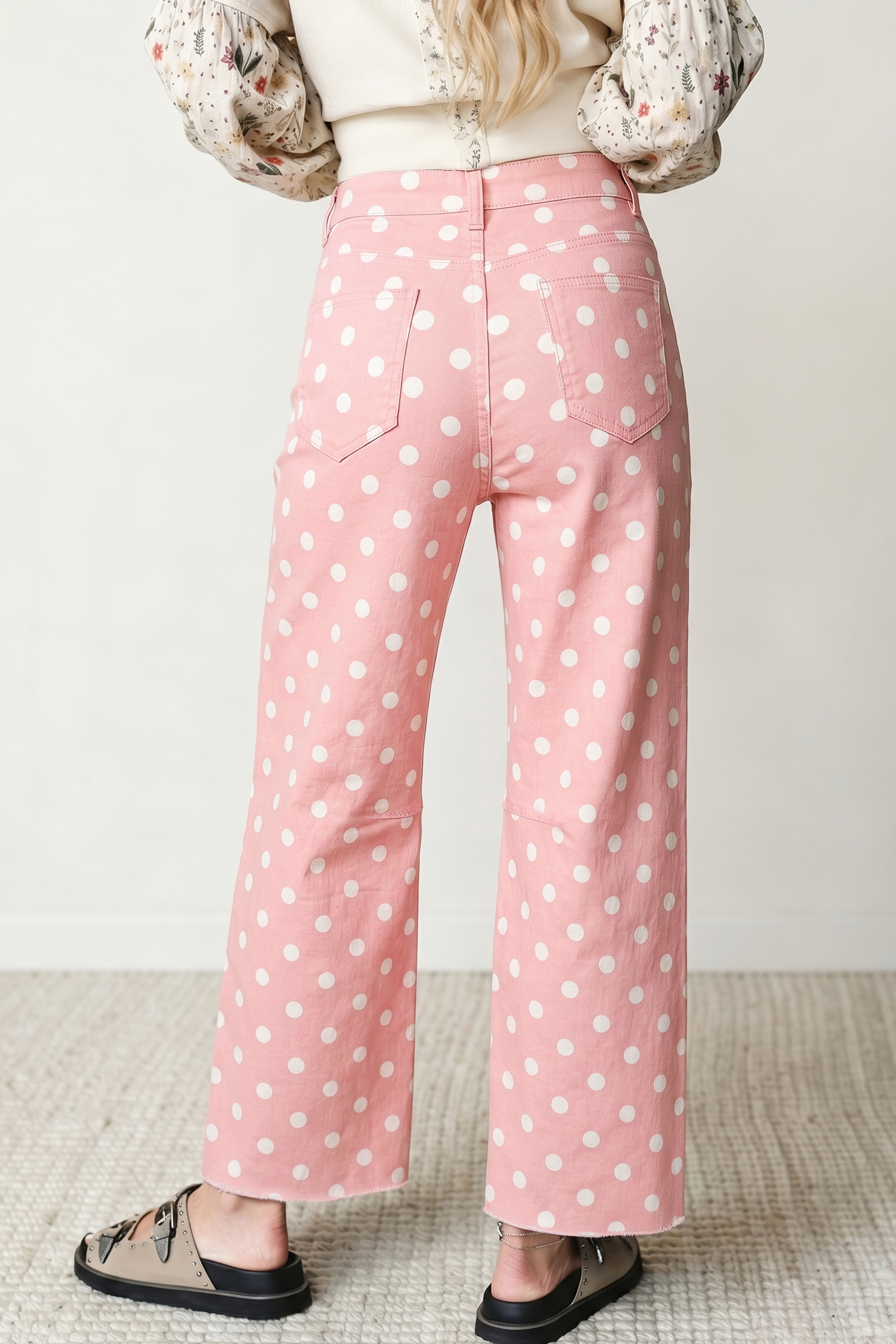 Sky Blue Polka Dot Casual Slim Fit Jeans - Image 16