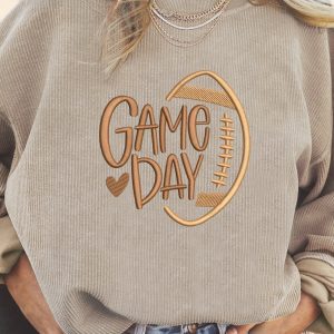 Smoke Gray Twisted Rib Texture game day Rugby Embroidered Baggy Sweatshirt