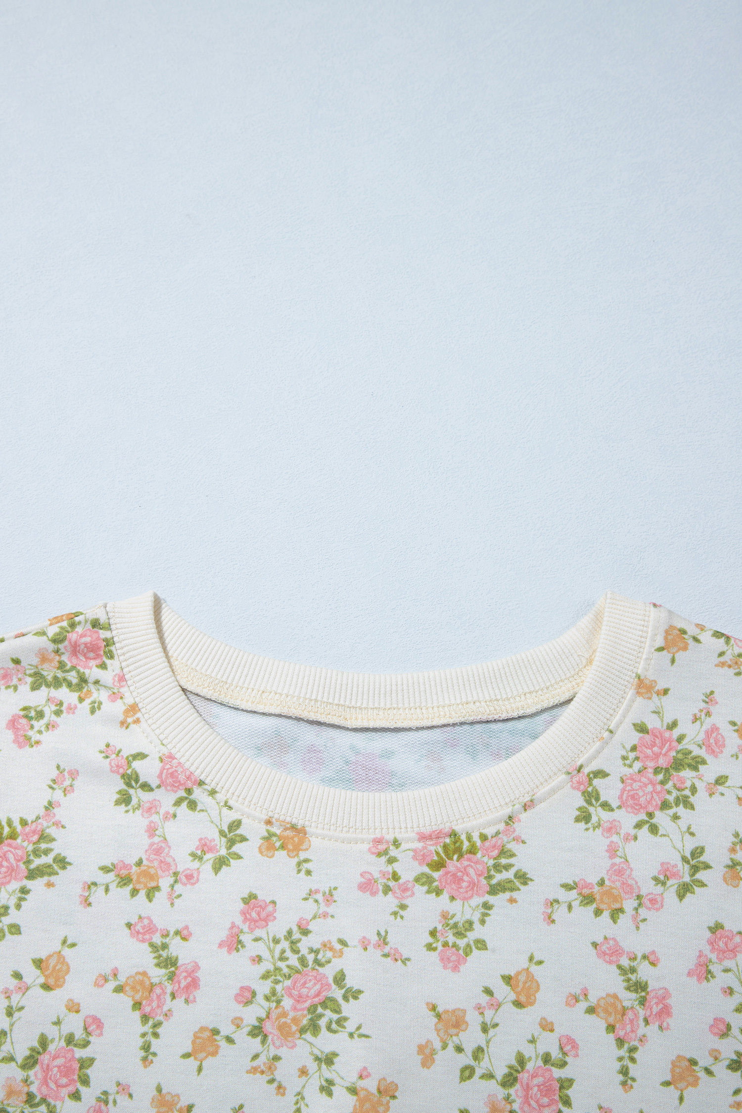 Beige Floral Print Long Sleeve Shift Top Pocketed Shorts 2pcs Set - Imagen 5