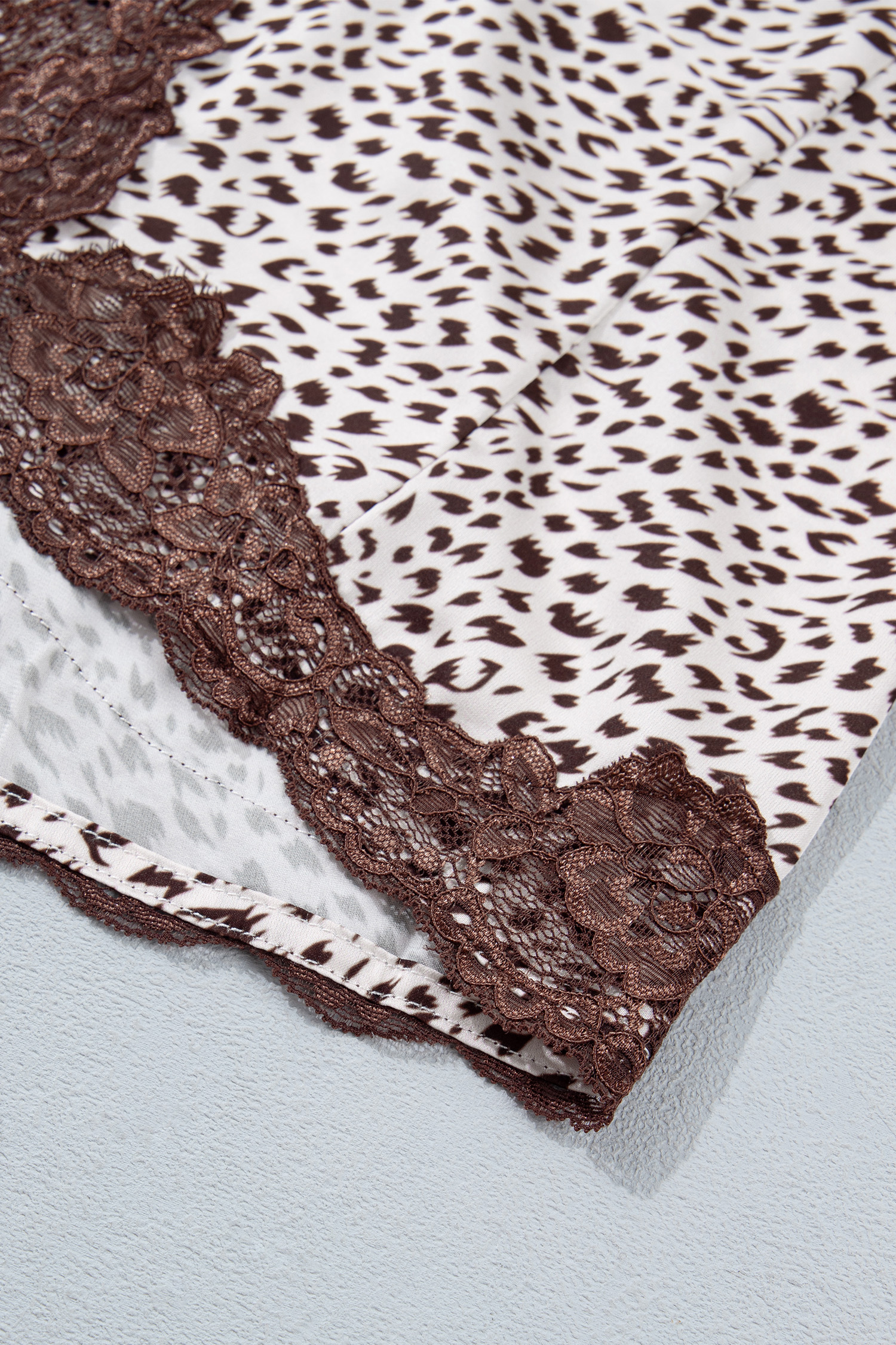 Brown Cheetah Print Trim Split Long Western Skirt - Image 9
