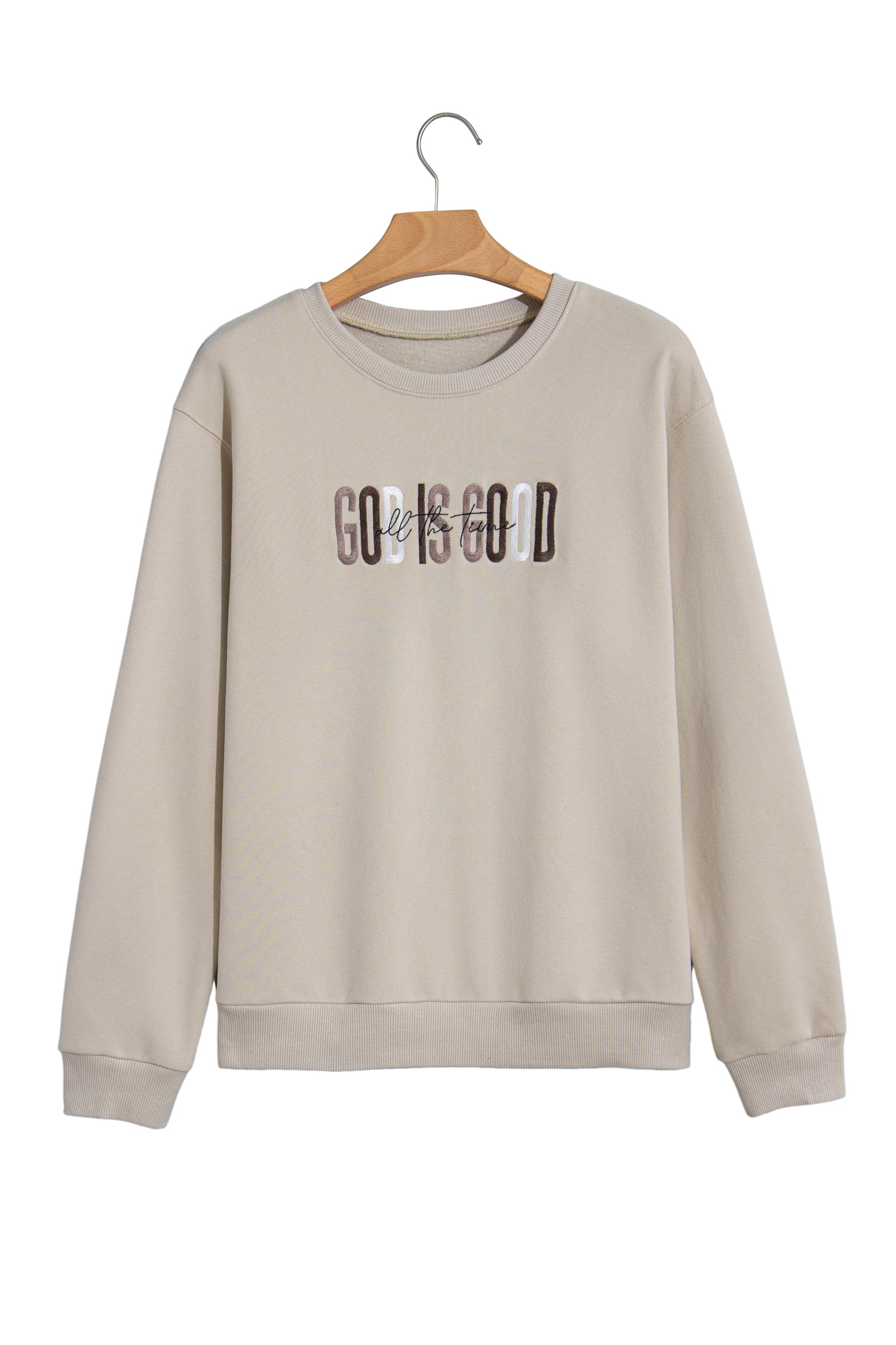 Jet Stream GOD IS GOOD Western Embroidered Letter Crewneck Pullover Sweatshirt - Image 15