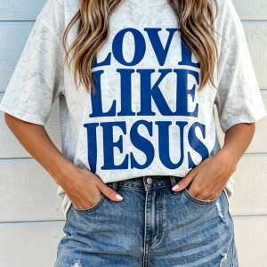 Gray Love Like Jesus Camouflage Oversized T Shirt