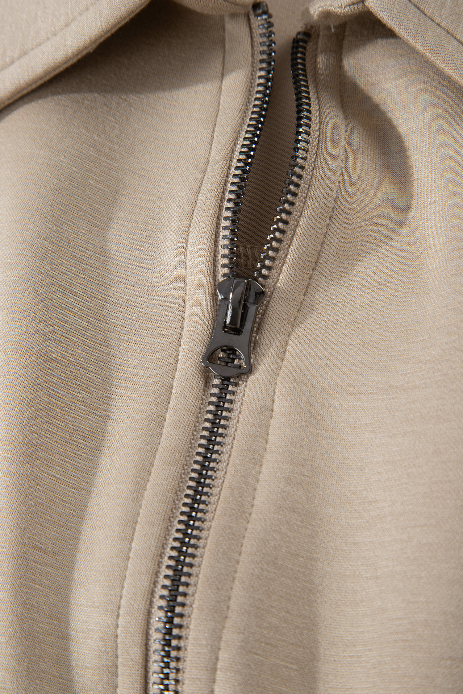 Dark Khaki Solid Color Zip Front Short Sleeve Collared Jumpsuit - Imagen 8