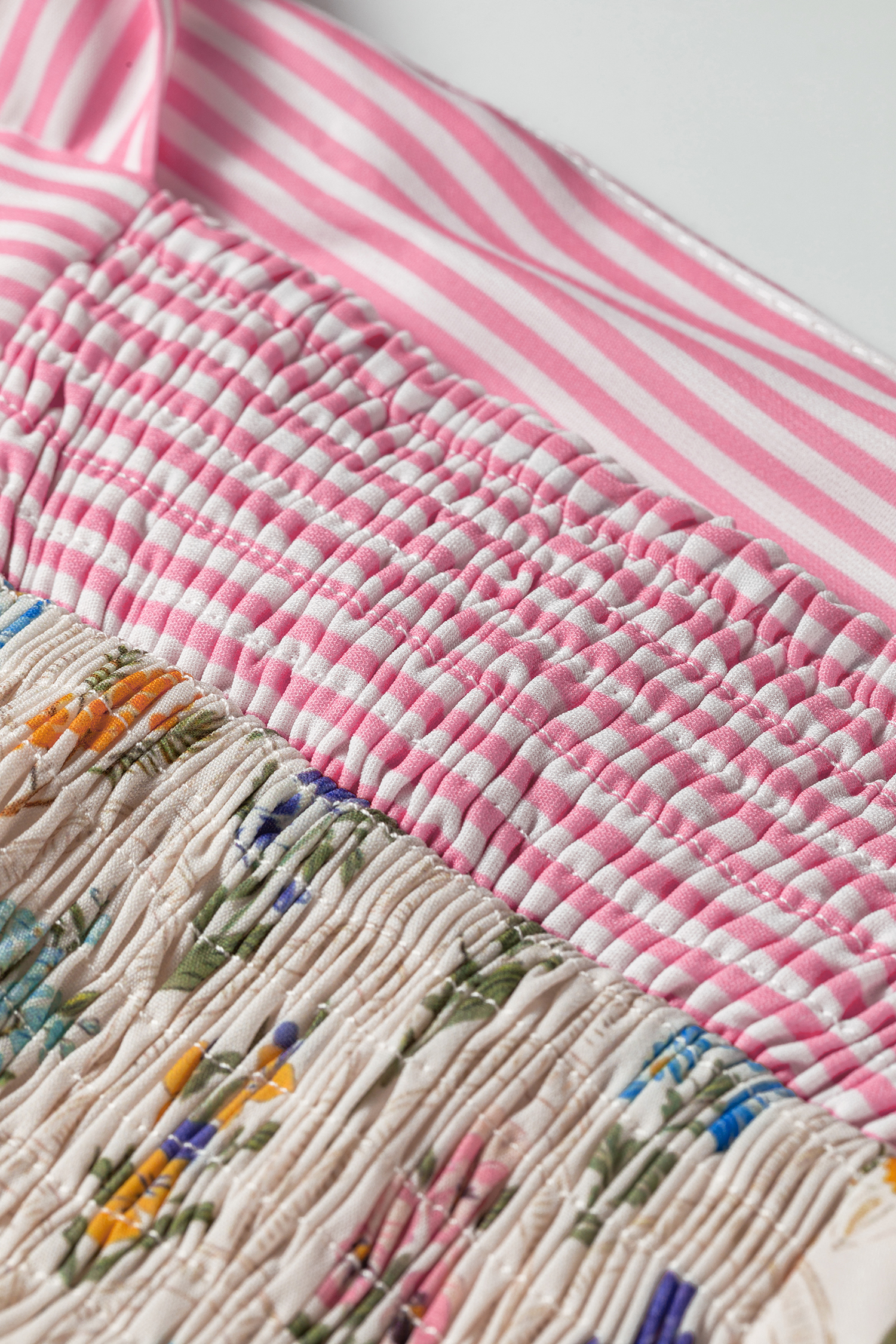 Multicolour Floral Print Striped Detail Knot Straps Maxi Dress - Image 8