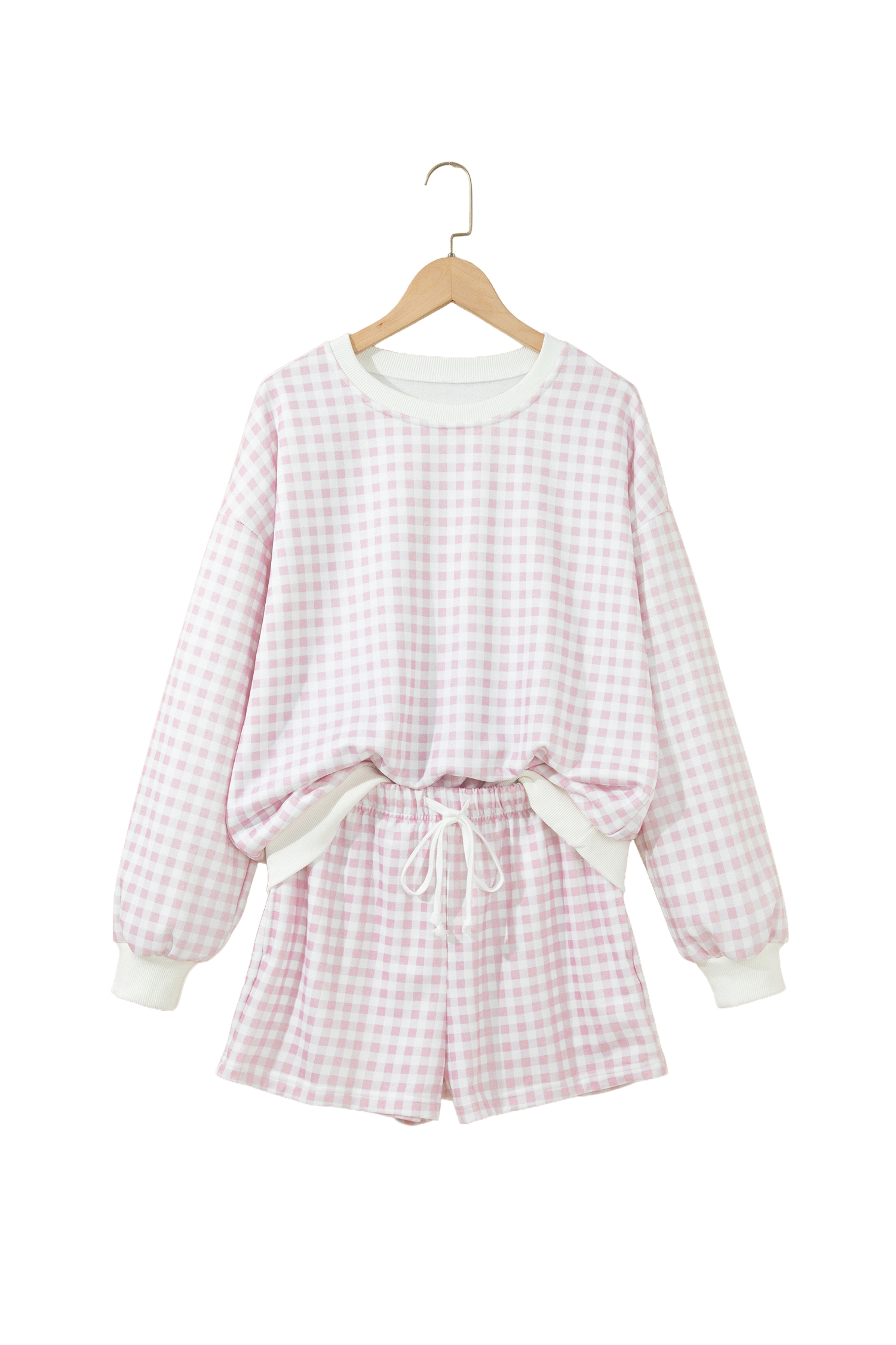 Yellow Plaid Baggy Pullover Drawstring Casual Shorts 2pcs Outfit - Imagen 15