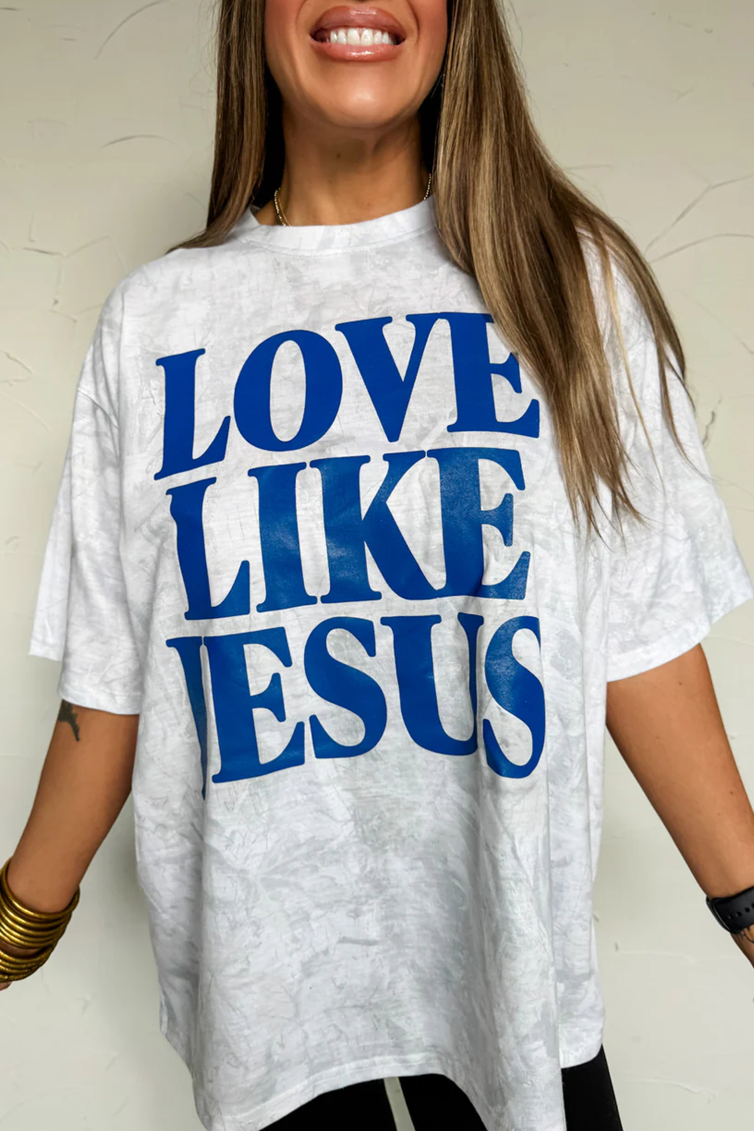 Gray Love Like Jesus Camouflage Oversized T Shirt - Image 3