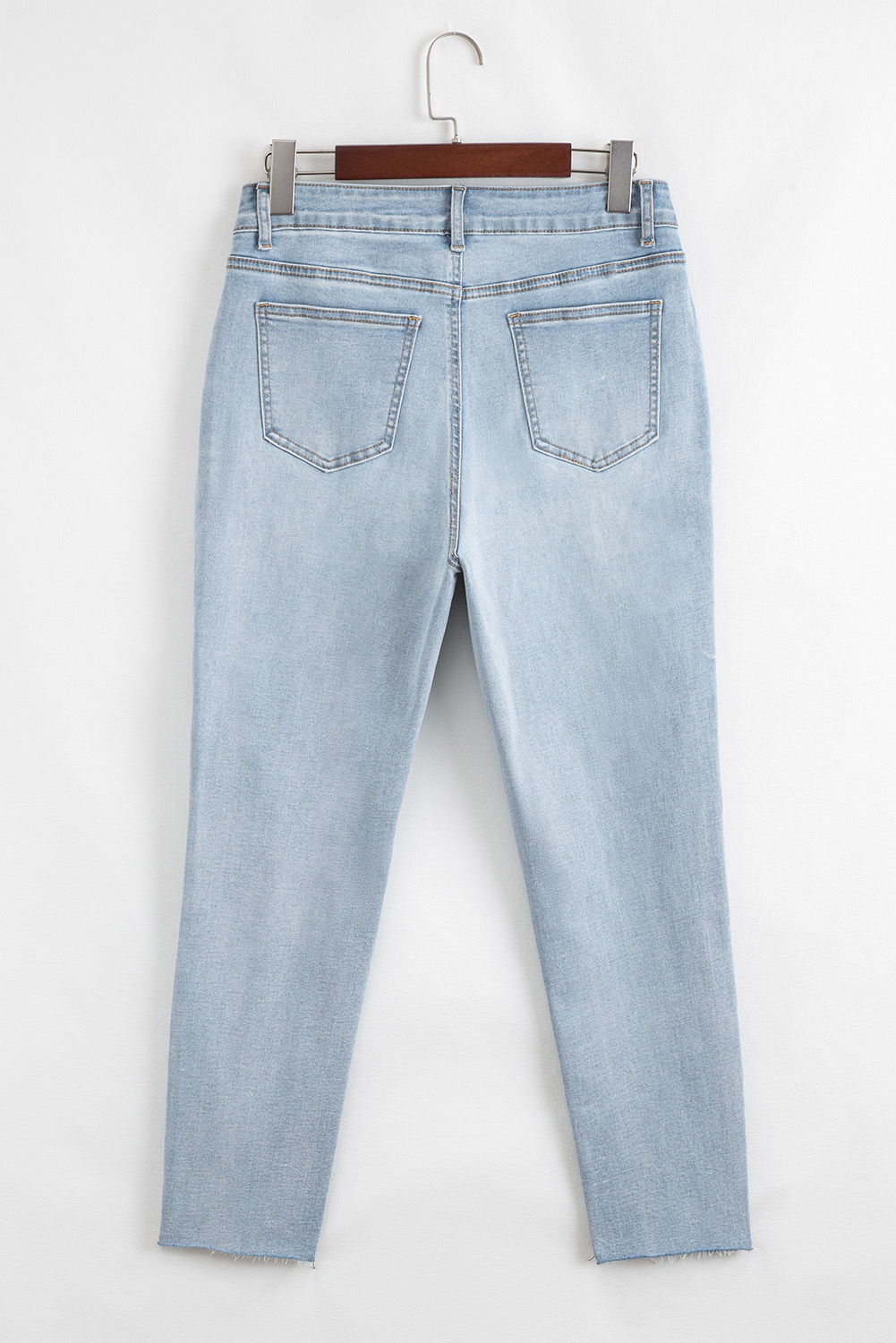 Beau Blue Mid Rise Ankle-Length Distressed Skinny Jeans - Imagen 4
