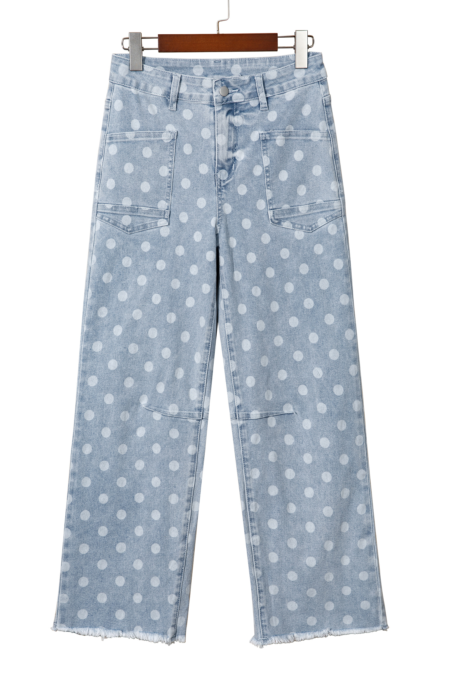 Sky Blue Polka Dot Casual Slim Fit Jeans - Image 14