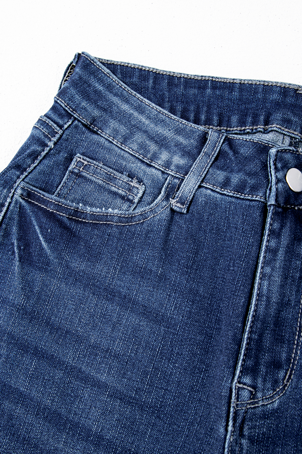 Sail Blue Mineral Wash Raw Hem High Waist Flared Jeans - Image 8
