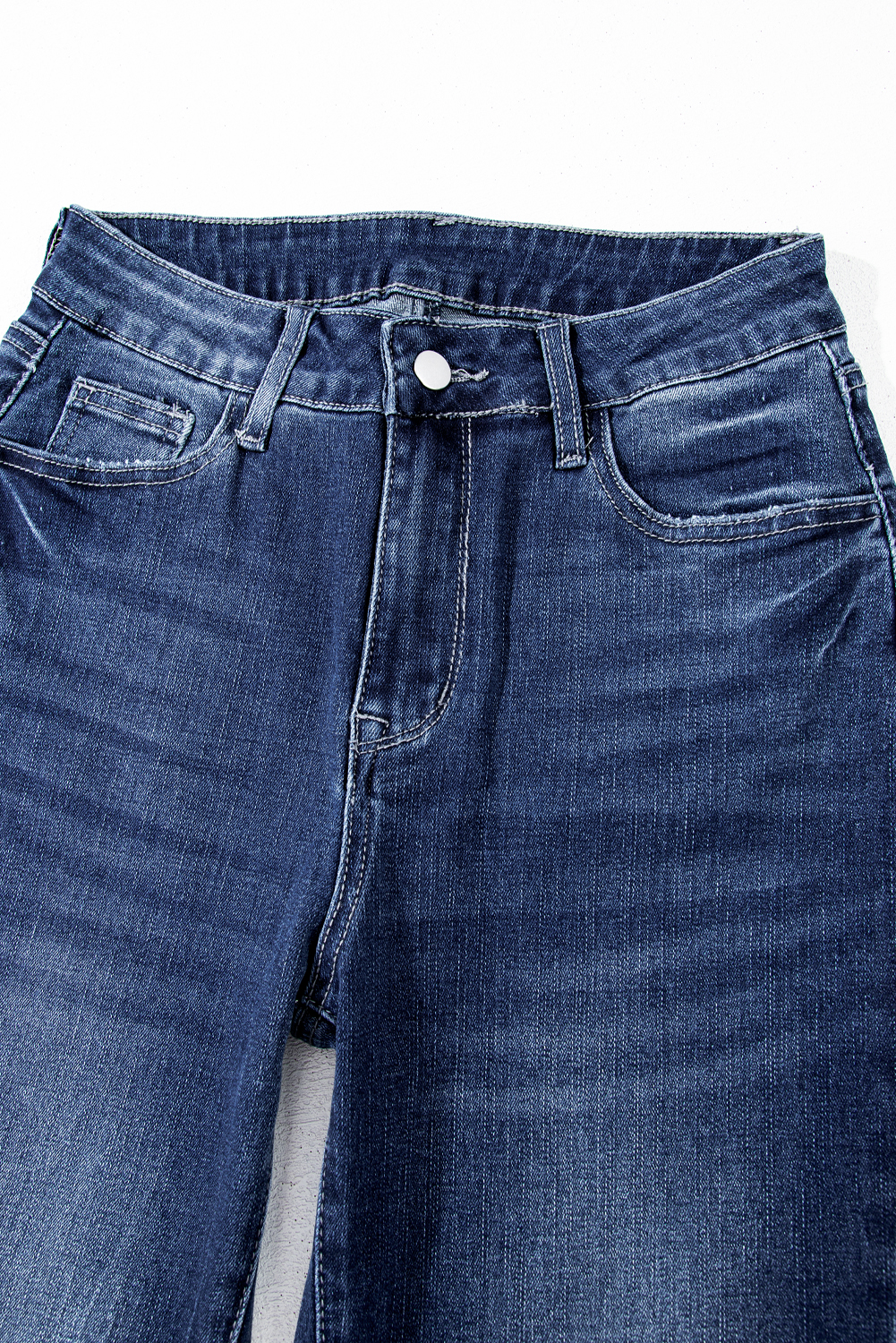 Sail Blue Mineral Wash Raw Hem High Waist Flared Jeans - Image 7