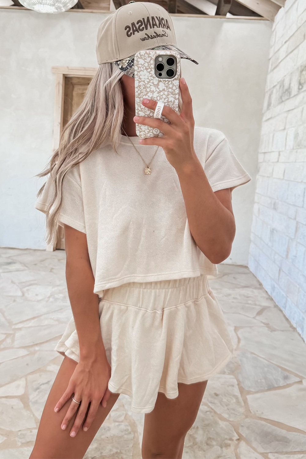 Blossom 2pcs Cropped Tee and Ruffle High Waist Skort Set - Image 5