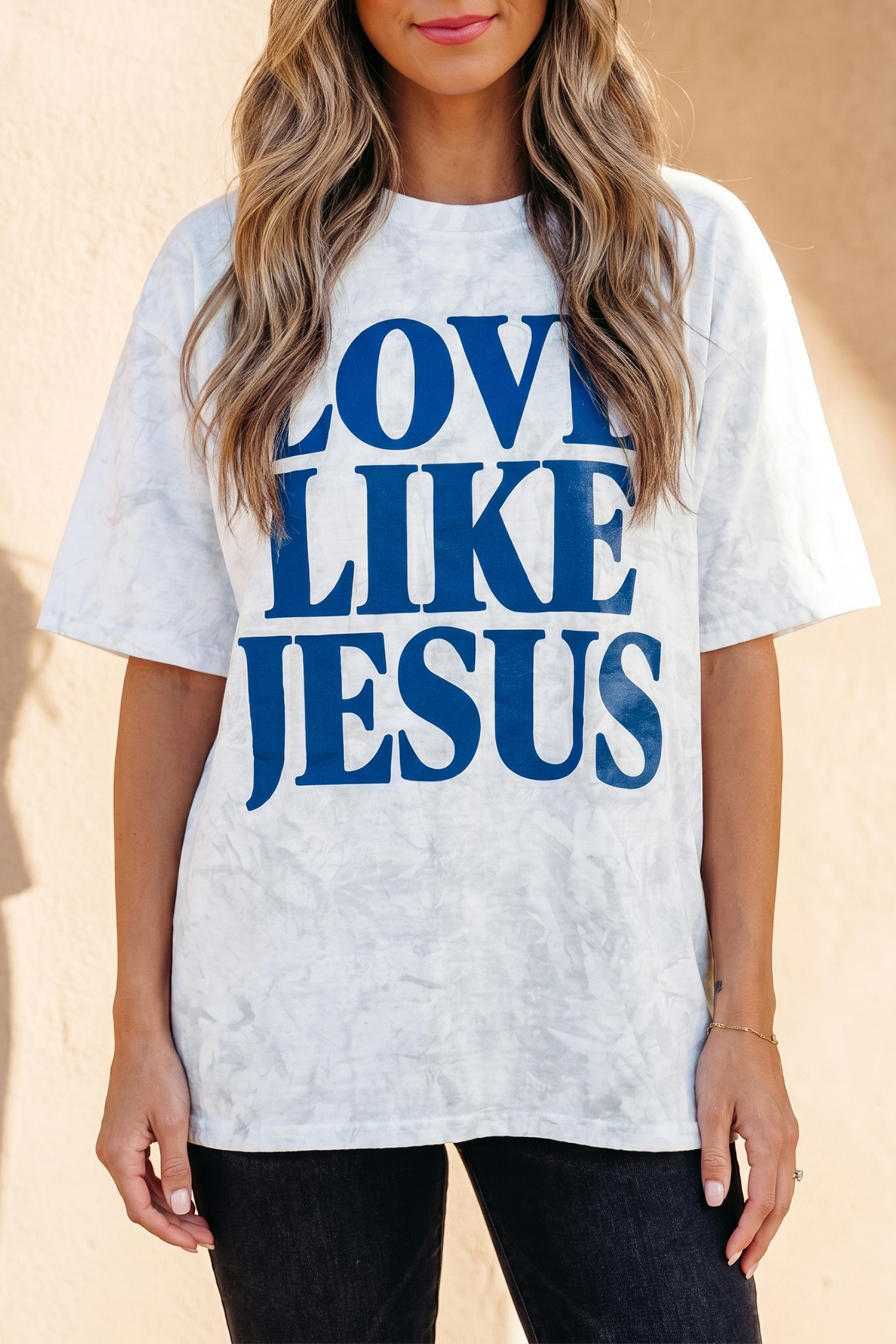 Gray Love Like Jesus Camouflage Oversized T Shirt - Image 2