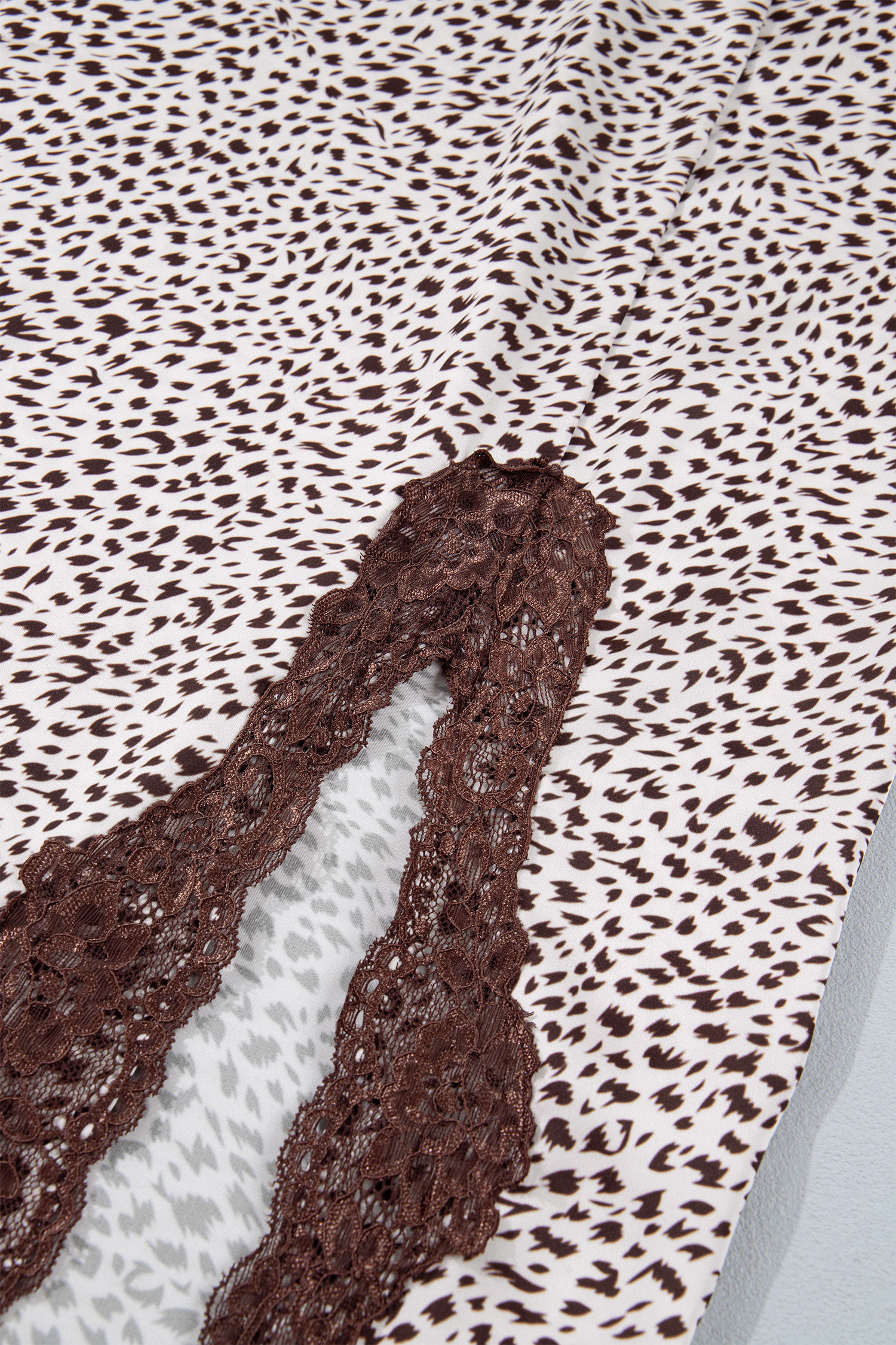 Brown Cheetah Print Trim Split Long Western Skirt - Image 8
