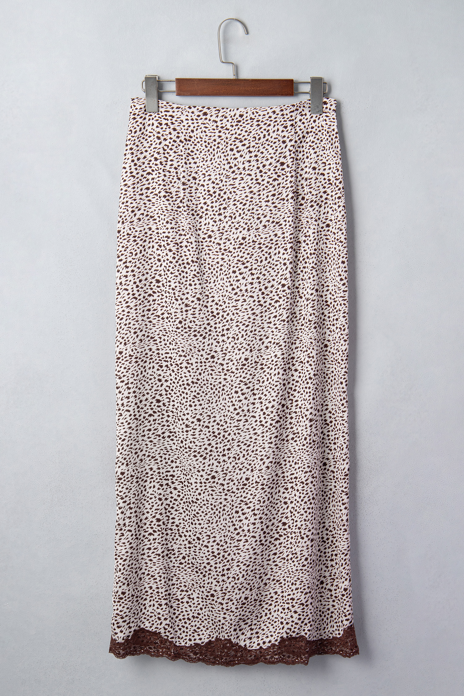 Brown Cheetah Print Trim Split Long Western Skirt - Image 5