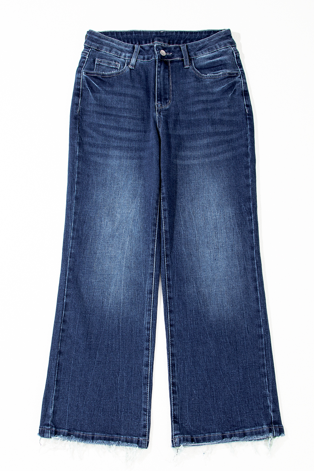 Sail Blue Mineral Wash Raw Hem High Waist Flared Jeans - Image 3