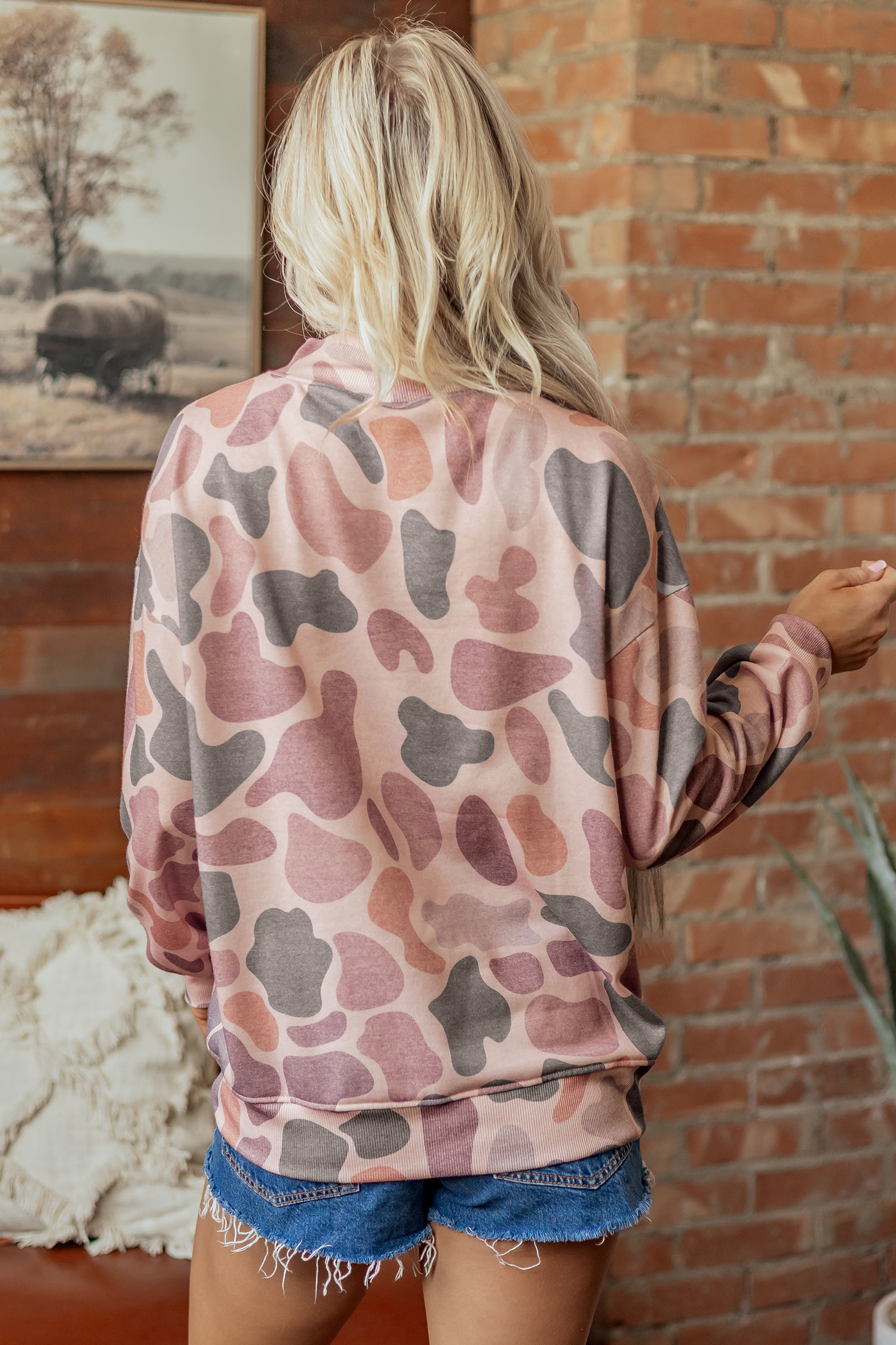 Multicolour Camouflage Western Style Pullover Sweatshirt - Image 2