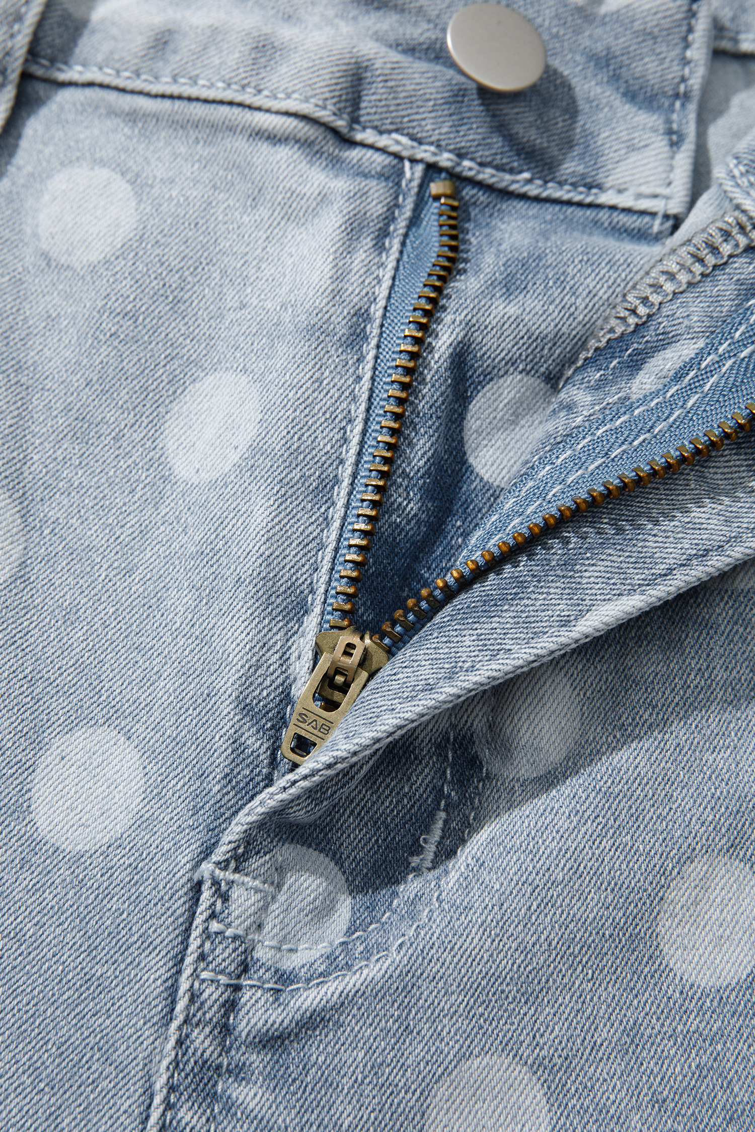 Sky Blue Polka Dot Casual Slim Fit Jeans - Image 11