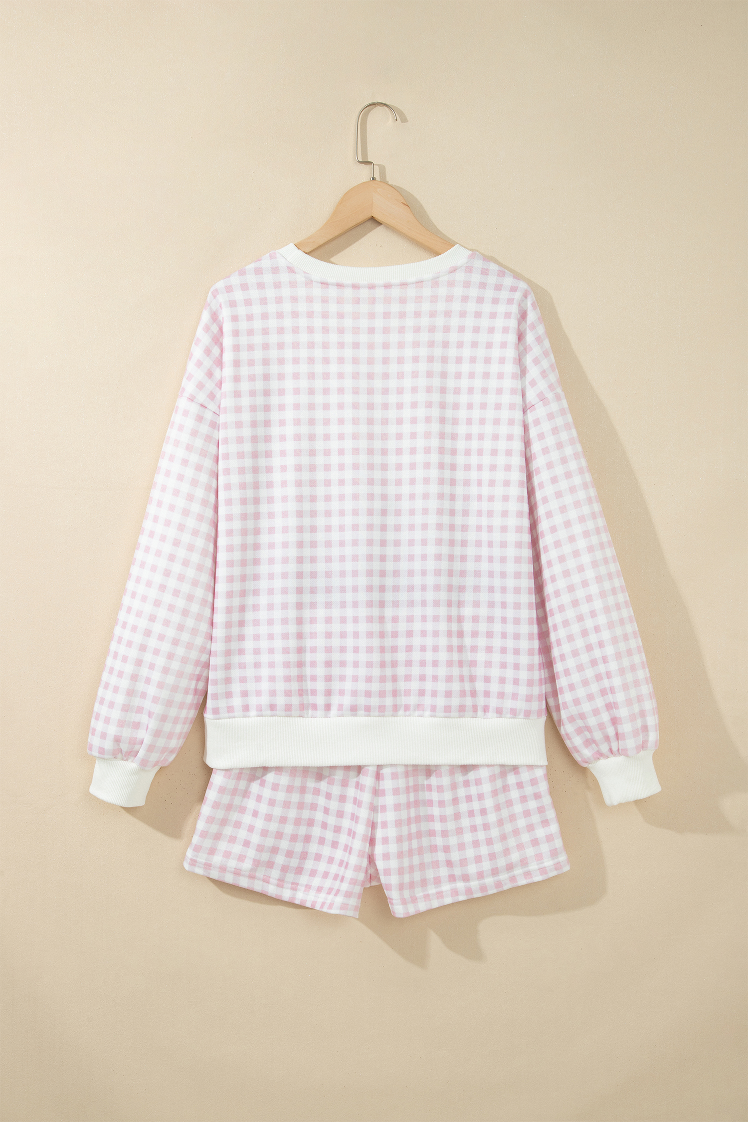 Yellow Plaid Baggy Pullover Drawstring Casual Shorts 2pcs Outfit - Imagen 5