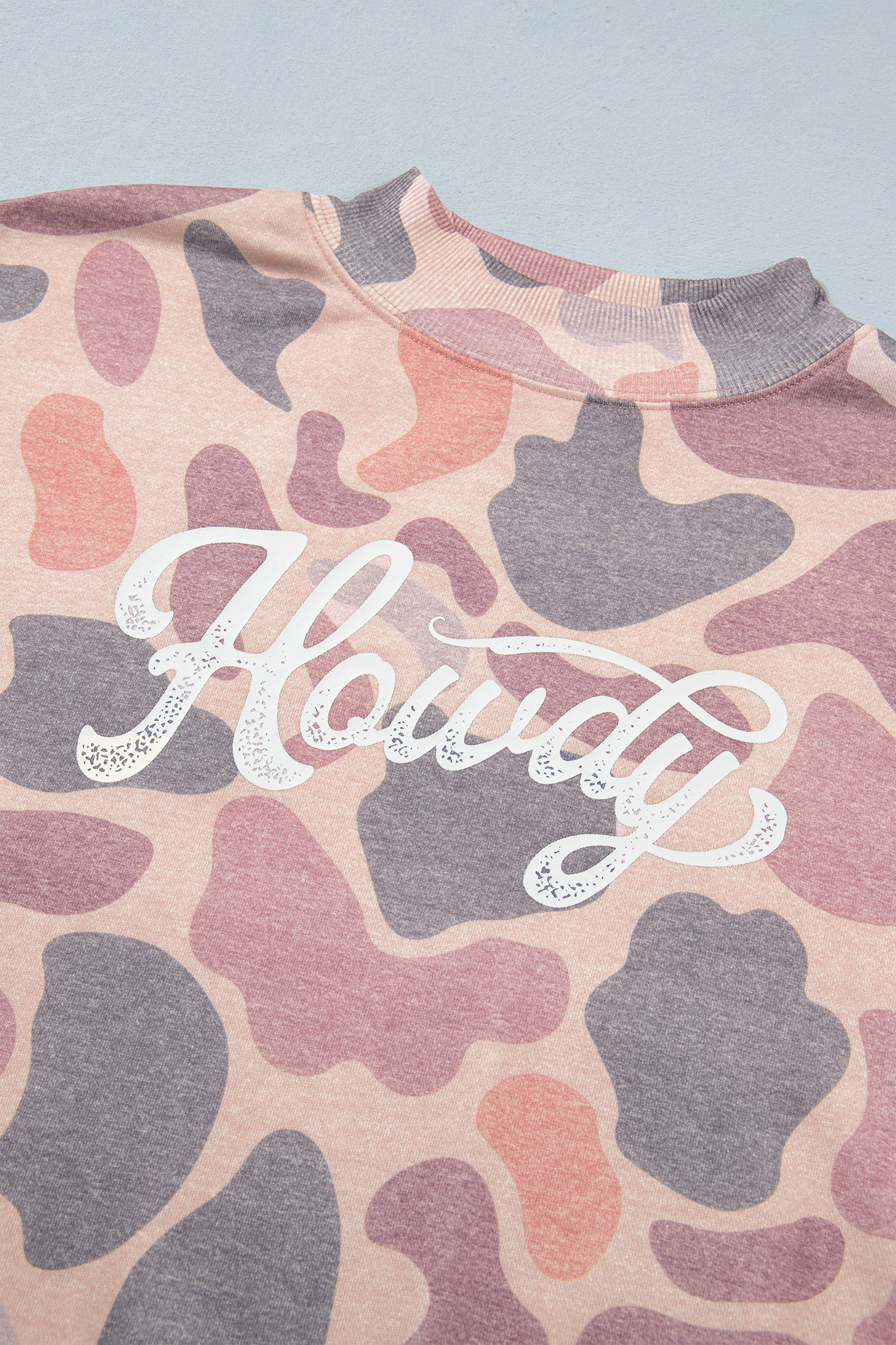 Multicolour Camo Print Howdy Western Style Baggy Pullover Sweatshirt - Image 10