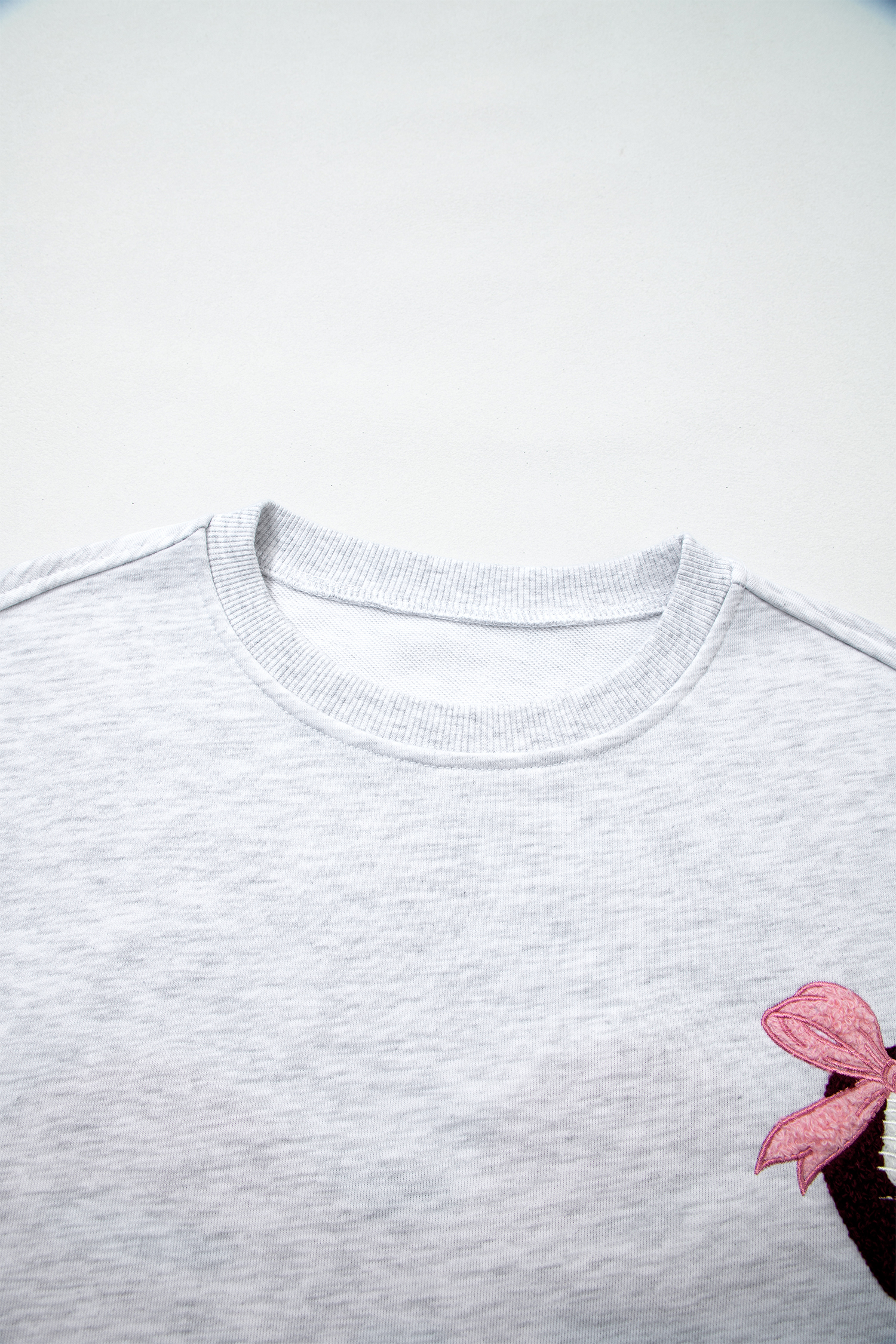 Light Grey Embroidered Football Bow Back Long Sleeve Sweatshirt - Image 6