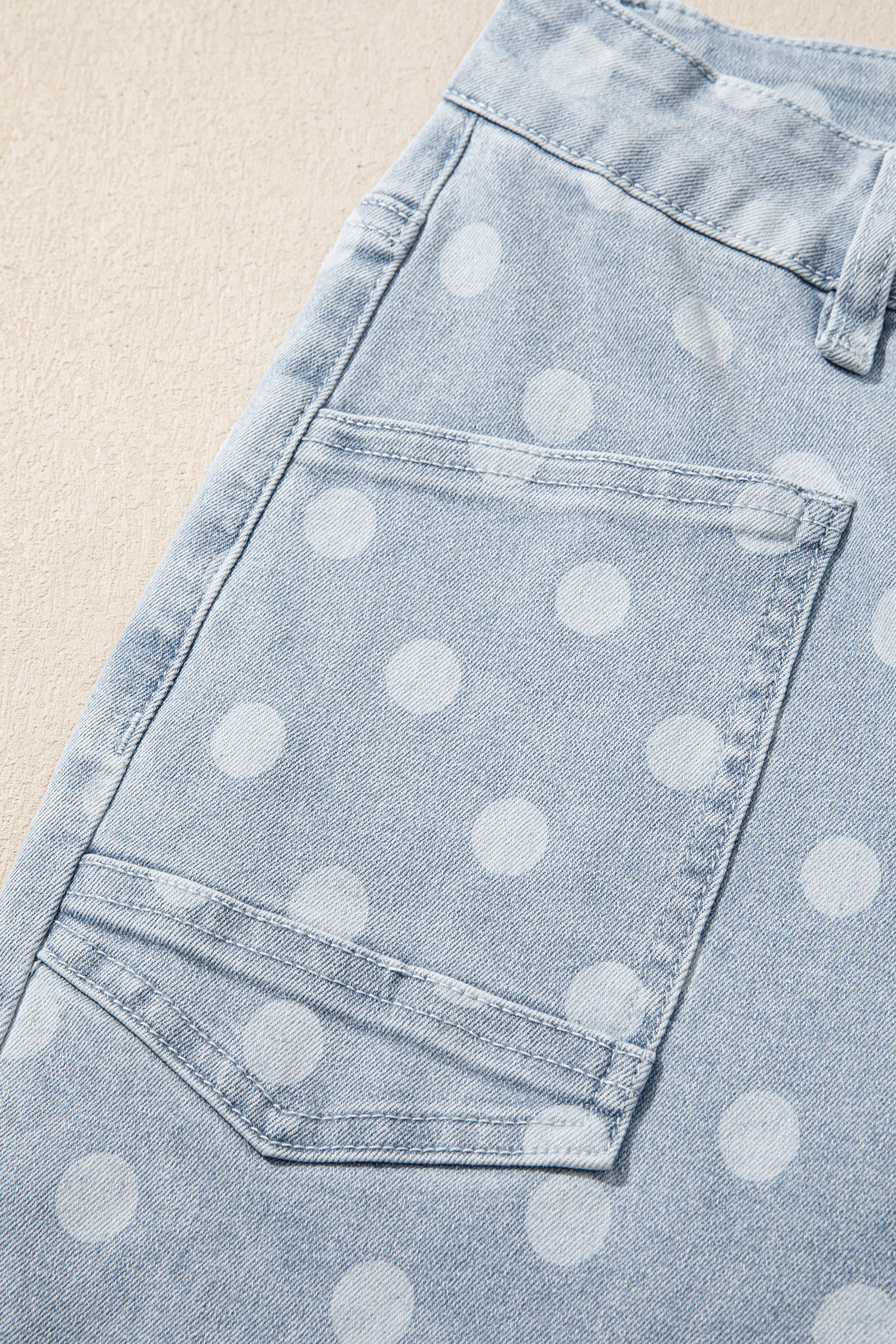 Sky Blue Polka Dot Casual Slim Fit Jeans - Image 7