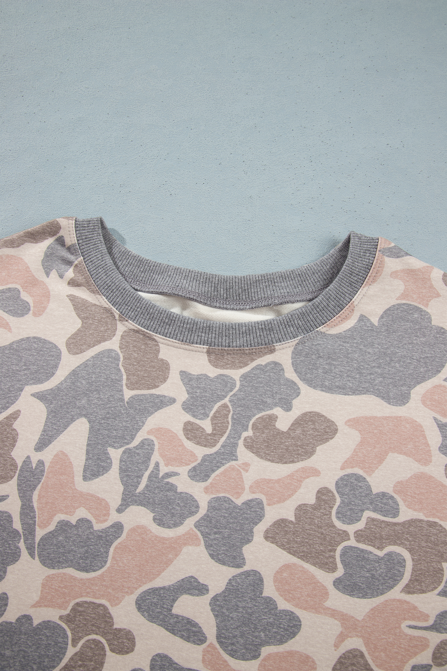 Multicolour Camouflage Long Sleeve Round Neck Two-Piece Plus Size Set - Image 7