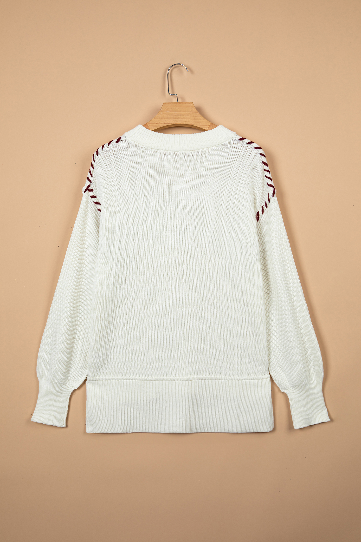 Beige Drop Shoulder Game Day Letter Print Pullover Sweater - Imagen 10