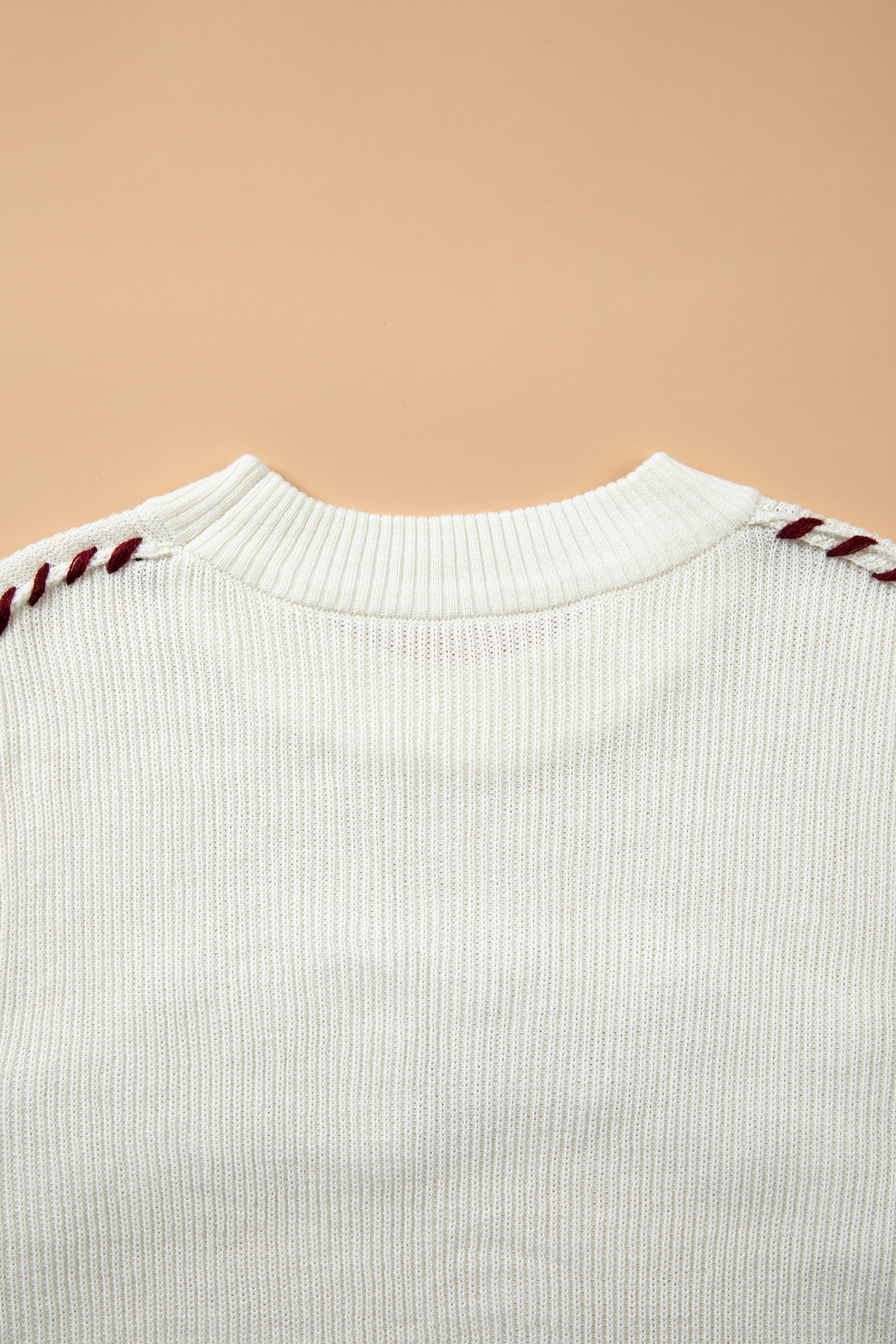 Beige Drop Shoulder Game Day Letter Print Pullover Sweater - Imagen 12
