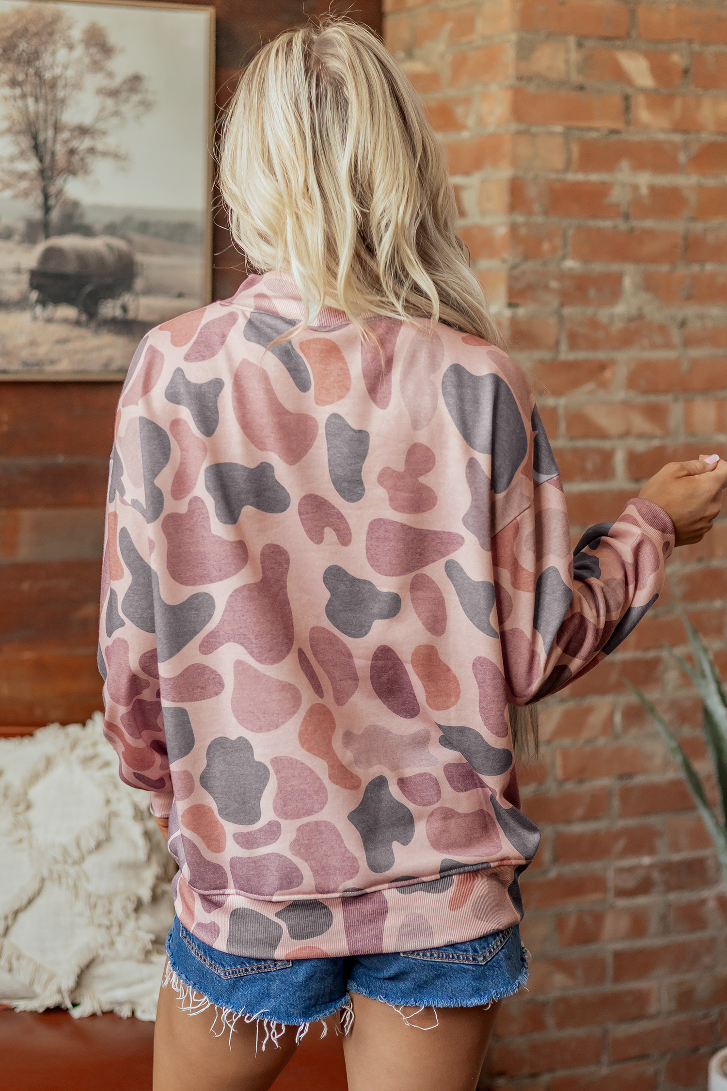 Multicolour Camouflage Western Style Pullover Sweatshirt - Image 2